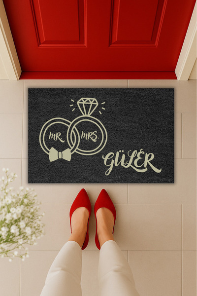 Dormot Modern Dijital Baskı-Kişiye Özel Tasarım Papyon&Tek Taş Temalı Paspas ...