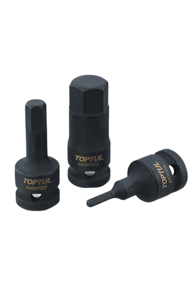 TOPTUL Impact wrench bit KADH1606, 1/2 inch square drive, hexagonal profile, spanner size 6