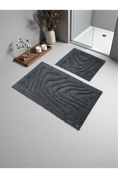 Evimle Astraa Cotton Bath Mat Set (60X100)(50X60Black++