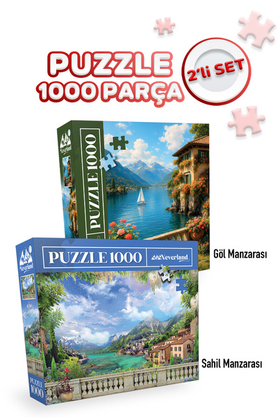 Neverland 2 ADET 1000 PARÇA PUZZLE- GÖL MANZARASI VE SAHİL MANZARASI