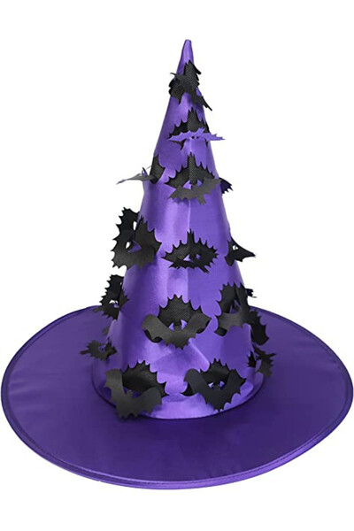 Hooin Pălărie de vrăjitoare de Halloween Hooin, poliester, violet/negru, 40x40cm