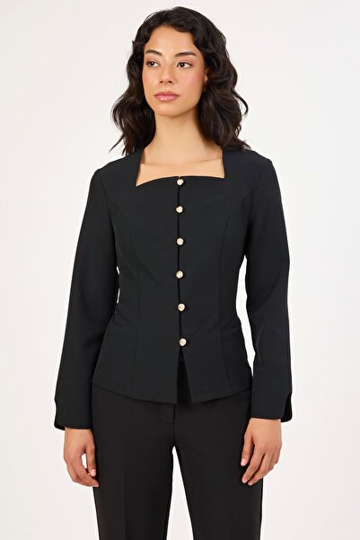 FEVER Yaka detaylı gold düğmeli bluz