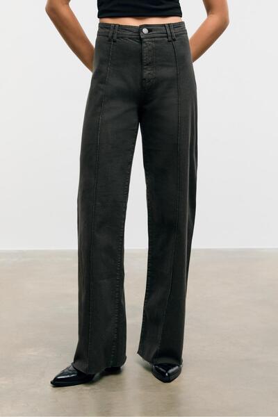 Stradivarius D63 geniş paça dikişli jean