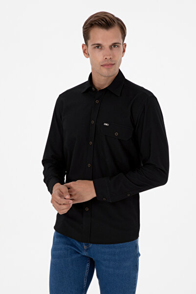 U.S. Polo Assn. Erkek Siyah Uzun Kollu Gömlek 50316655-VR046