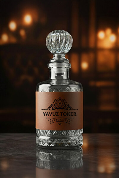 hediyemen Kişiye Özel İsim Yazılı Viski Bardakları – Deri Şişe, Kristal Çerezlik ve Taşlı – Tokyo Whiskey