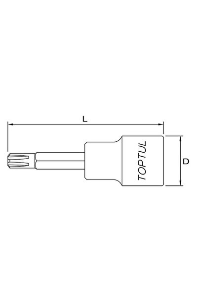 TOPTUL Torx profile bit, tubular socket BCRA1609, 1/2 inch square drive, M9 key size, lun