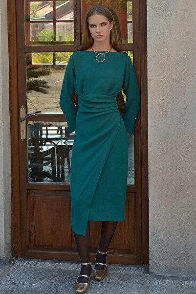 FEVER Drape detaylı asimetrik elbise