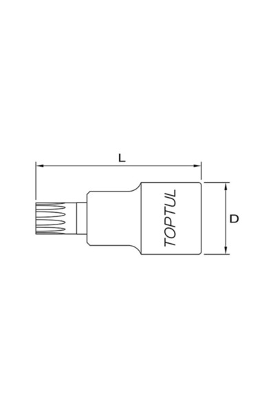 TOPTUL BCHA1610 bit with tubular socket, bi-hexagonal profile M10, 1/2 inch drive, length 55 mm, chrome