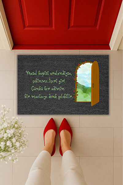 Dormot YükseModern Dijital Baskı-Motivasyon Masal Kapısı Temalı Paspas 70x45c...