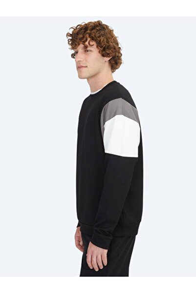 Kip Siyah Bisiklet Yaka Sweatshırt