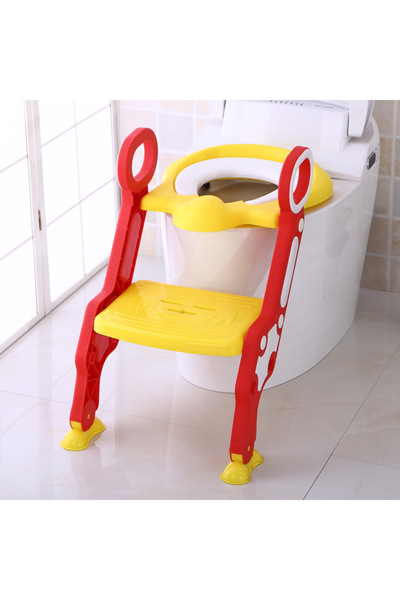 COOYA Potty Training Seat for Kids,Adjustable Toddler with Sturdy Ladder,for Baby (Red/Yellow)