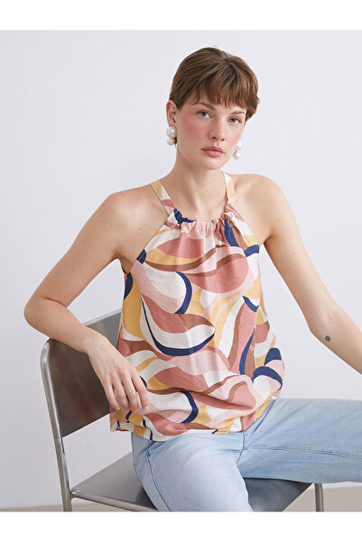 LC Waikiki Peak New Season Halter Neck Patterned Blouse