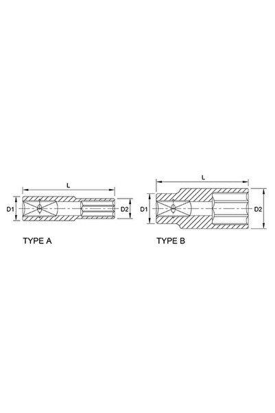 TOPTUL BAEE085E long socket wrench, 1/4 inch square drive, hexagonal profile, spanner size 5