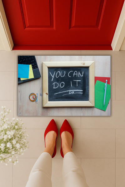 Dormot Yüksek Kaliteli Dijital Baskılı Çalışma Masası Temalı You Can Do It Ka...