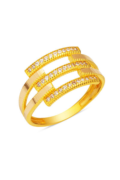 Bilezikci 3 Sıra Kaburga 14 Ayar Altın Yüzük