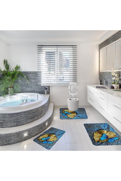 DERAS TEAM Set de 3 covoare de baie antiderapante