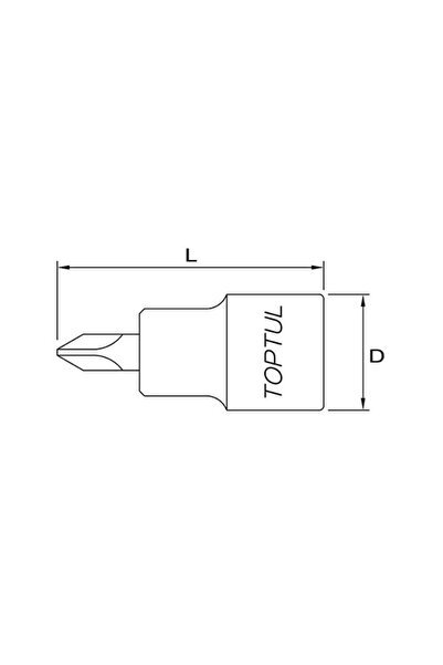 TOPTUL Socket bit BCAA12P2, PH2 profile, 3/8 inch drive, length 48 mm, chrome vanadium