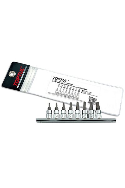 TOPTUL Set of 7 bits GAAG0805, 1/4 inch square drive, length 37 mm, torx profile, T-key size