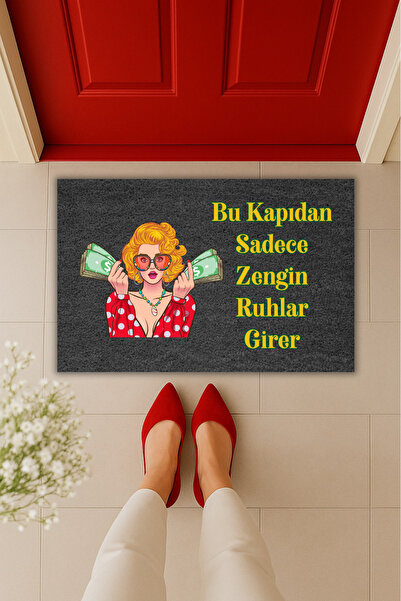 Dormot Yüksek Kaliteli Modern Dijital Baskı-Pop Art Zengin Ruhlara Özel Paspas 70x45cm-Kapı Önü Paspası