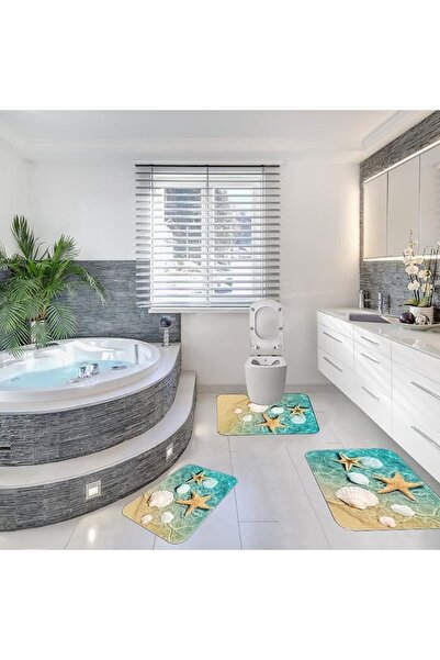 DERAS TEAM 3 piece Non-Slip Bathroom Rug Set