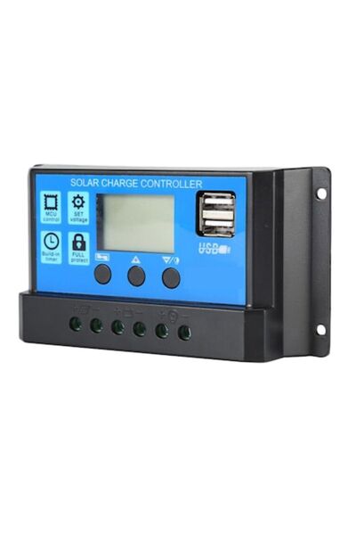 dalimag Regulator de încărcare solară 30A, regulator inteligent cu port USB d...