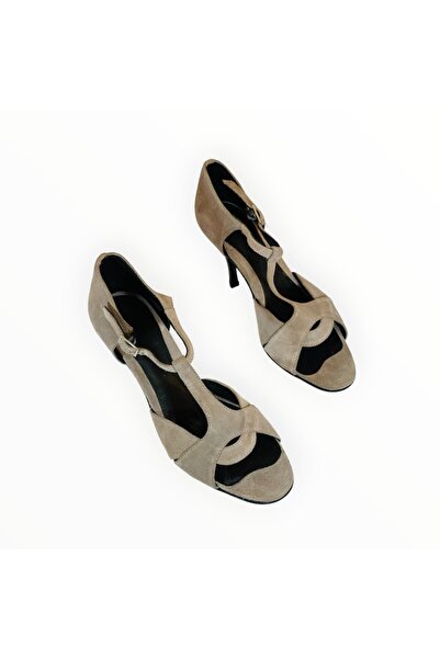 Vadodara Sandale Dama cu Toc Clujana Piele Intoarsa Naturala Gri, Marimea 39 EU