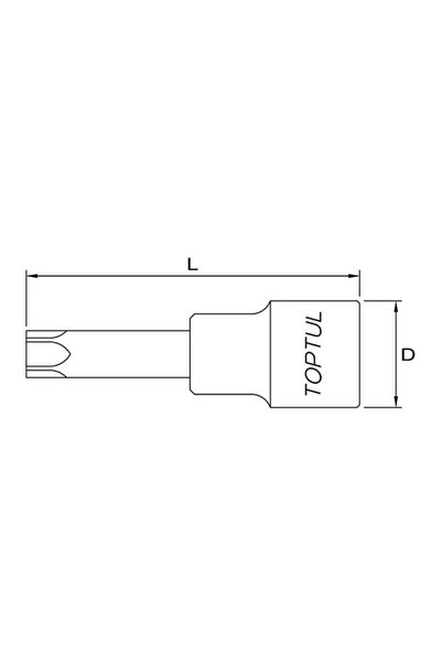TOPTUL BCUA1655 long bit with tubular socket, star profile, 1/2 inch square drive, T-key opening
