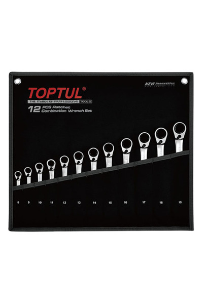 TOPTUL Set chei combinate cu clichet reversibil GPAQ1203, deschidere 8, 9, 10, 11, 12, 13, 14, 15, 1