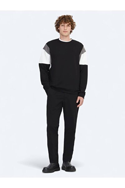 Kip Siyah Bisiklet Yaka Sweatshırt