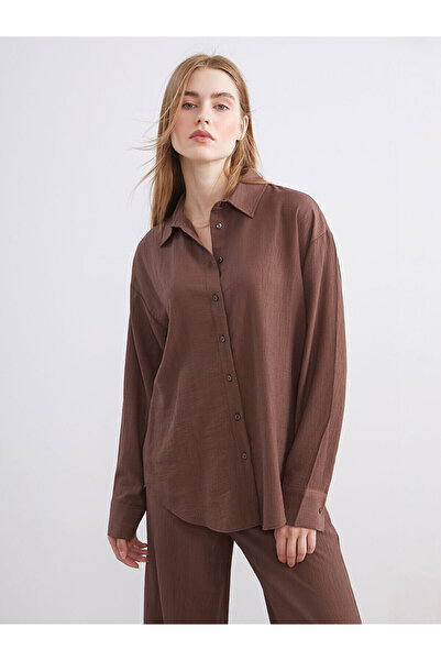 LC Waikiki Peak New Season Textured Oversize Women's Shirt