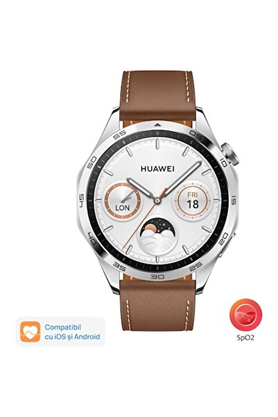 Huawei Smartwatch Watch GT 4, 46mm, Brown Leather Strap