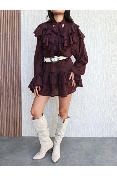 ESRAHELVACI Φόρεμα με βολάν με γιακά