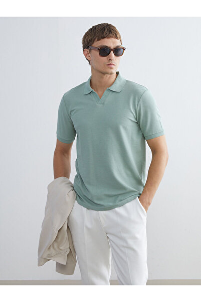 LC Waikiki Ανδρικό μπλουζάκι με πράσινο γιακά Polo