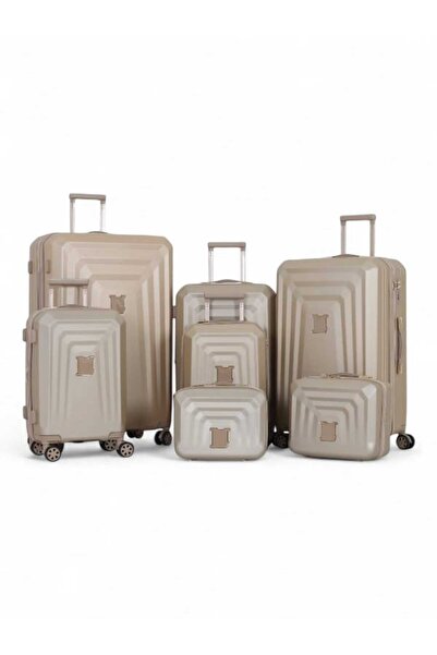 DİMA طقم شنط سفر- دبش - مكون من 7 قطع يشمل 5 شنط تروللي وشنطتين للمكياج -بكفرات دبل -وسحاب توسعه