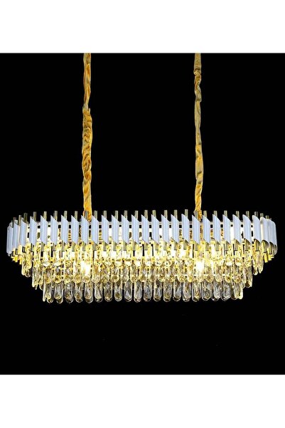 HAMER Modern Rectangular Chandelier White and Gold E14 Diameter 100*35 cm