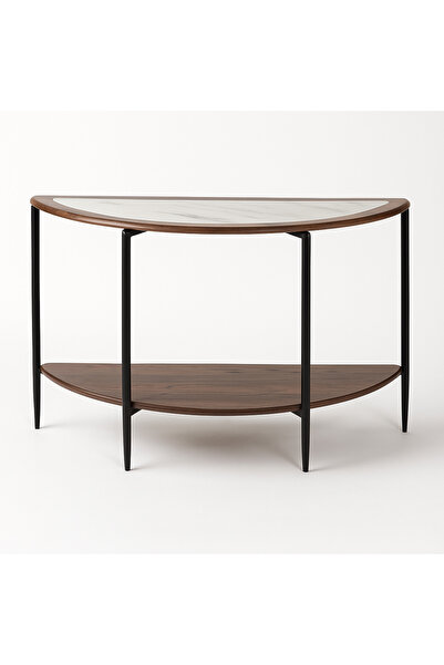 Vi Markets Entrance stand - two wooden surfaces - semicircular shape