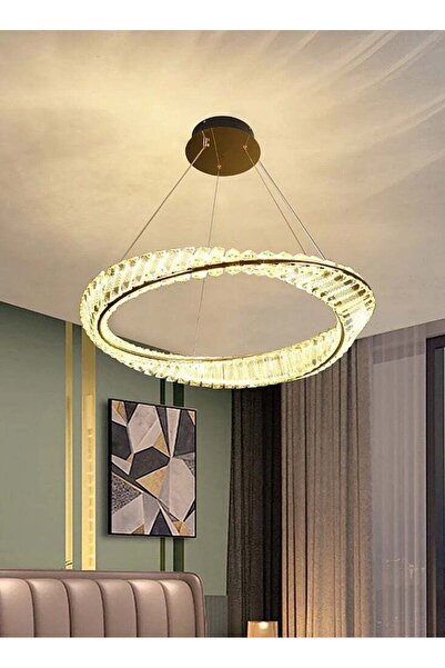 HAMER Modern Golden Chandelier with 3 Adjustable Light Colors (Solar, Yellow, White) 60cm Diameter