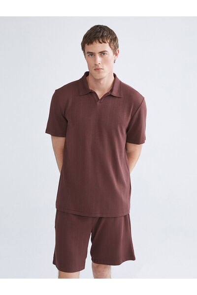 LC Waikiki Ανδρικό μπλουζάκι με γιακά πόλο μπορντό