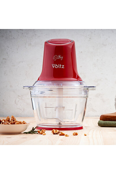 Voltz Oliver Daisy OV51111W Chopper, 600W, 1 liter, Double steel blade, Glass bowl, Red