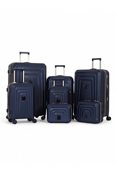 DİMA طقم شنط سفر- دبش - مكون من 7 قطع يشمل 5 شنط تروللي وشنطتين للمكياج -بكفرات دبل -وسحاب توسعه