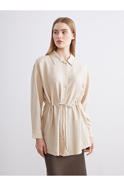 LC Waikiki Lcw Modest Beige Women's Shirt Tunic with Nevavm Difference
