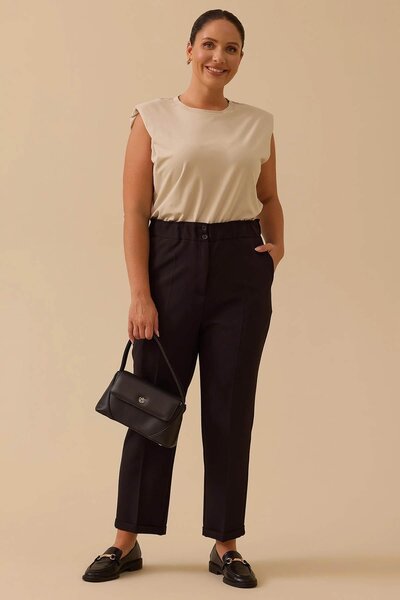 Gala-Xi Παντελόνι με ελαστική μέση μέγεθος μεγάλου μεγέθους 10002521014024 Μαύρο