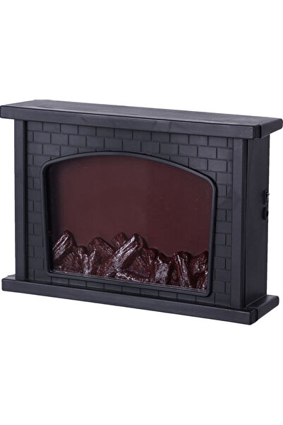 HALAMODO فانوس مدفأة LED محاكاة نار سوداء 34x9.5x22 سم