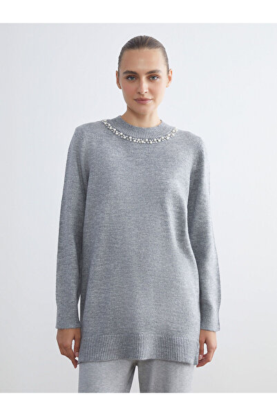 LC Waikiki New Season Crew Neck Stone Women's Knitwear Tunic