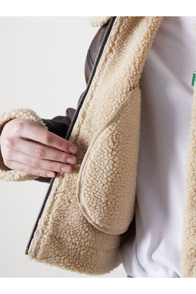 LC Waikiki Peak New Season Shirt Collar Women's Leather Look Coat