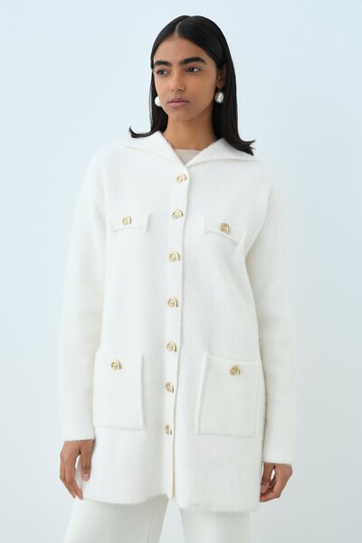 Nihan Berretto Angora Ceket Ekru
