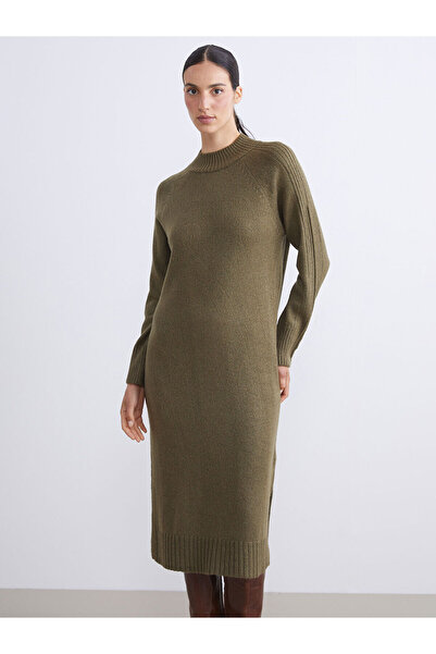 LC Waikiki New Season Half Turtleneck Slit Knitwear Dress