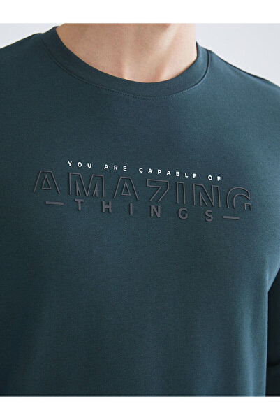 LC Waikiki New Season Crew Neck Printed Men's Thick Sweatshirt