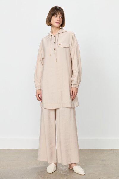 Nihan Pantolon Tunik Modal Takım Bej