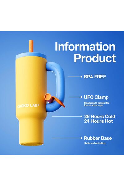 CHAKO LAB CHaKOLAB BaWangCUP Stainless Steel Insulated Tumbler with Handle and Straw, BPA Free, 950 ml